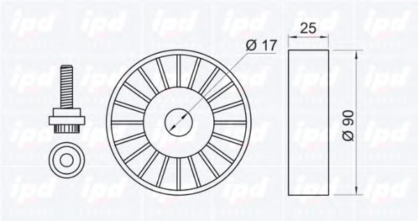 IPD 14-0406 Deflection/Guide Pulley, v-ribbed belt